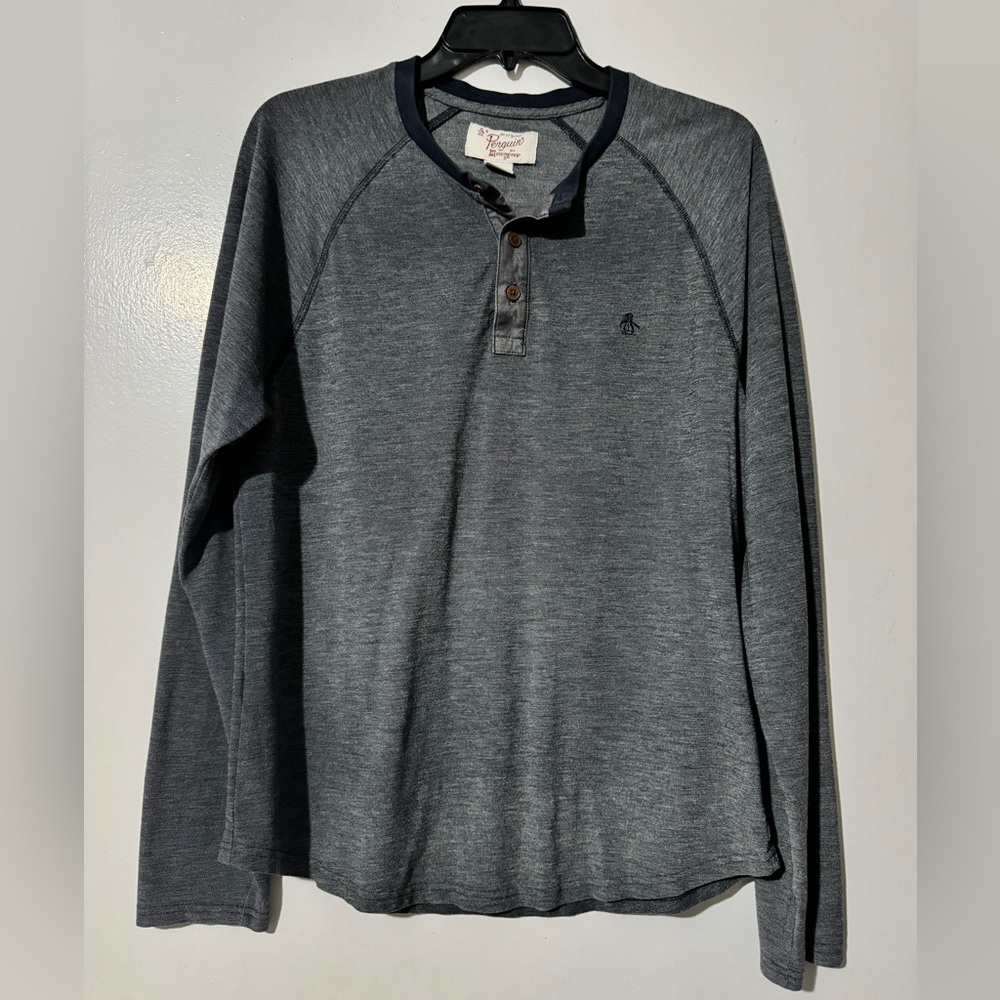 Original Penguin by Munsingwear Navy Blue / White Long Sleeve Henley
